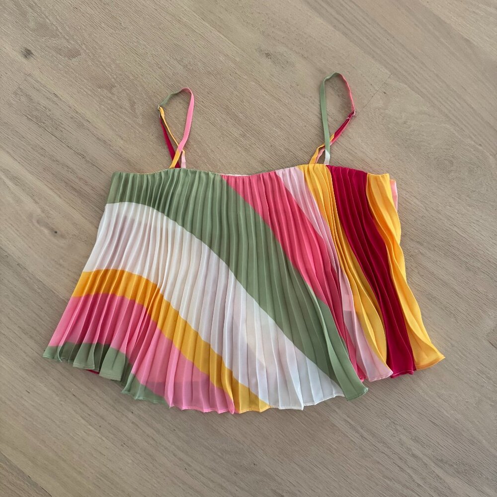 NWT NEW Ramy Brook Sarah Crop Top Pink Punch Stripe XXS